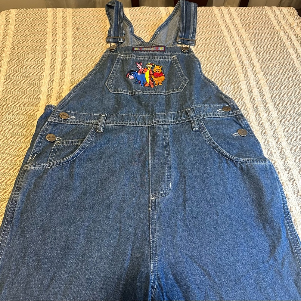 Vintage 1990s Winnie The Pooh Embroidered Overalls Youth Size Large 14